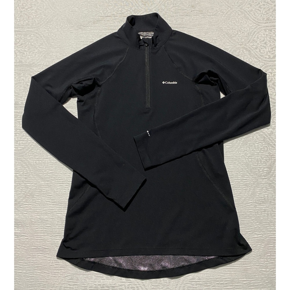 Columbia Womens XS Black Omni-Heat 1/4 Zip Thermal Base Layer Pullover Top